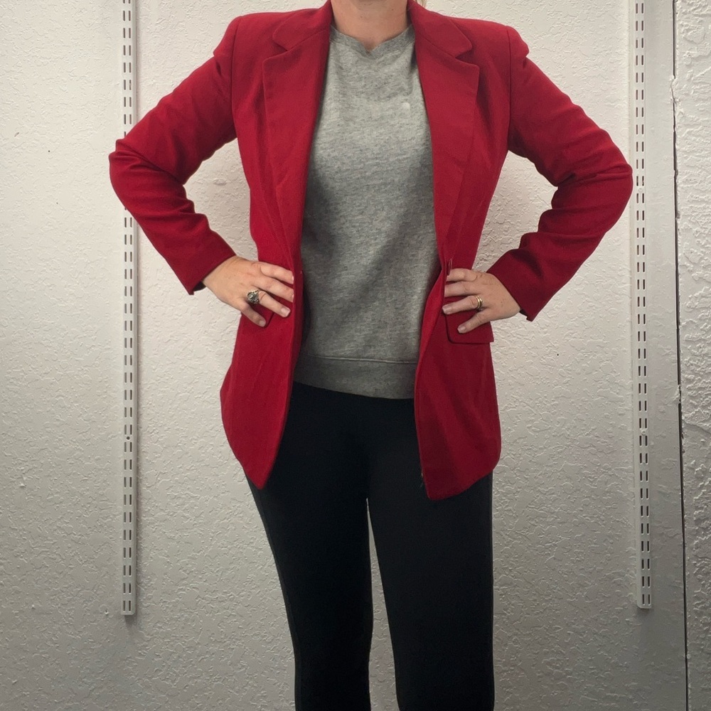 Imperfect 1980s vintage wool blazer Talbots size 10 100% wool blazer‎ cherry red - Picture 13 of 15